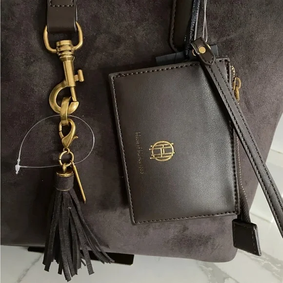 🆕 House of Harlow 1960 Brown faux Suede Luxe Tote & Wristlet Shoulder Bag Set - Picture 15 of 15